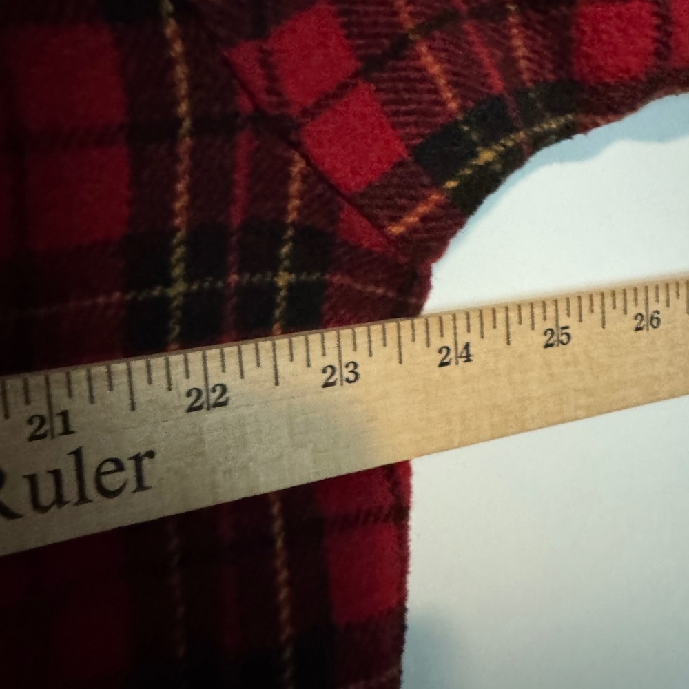 YoungLA Hooded Flannel Shirt Jacket Mens XL Red Black Plaid Shacket Hoodie - Picture 7 of 8